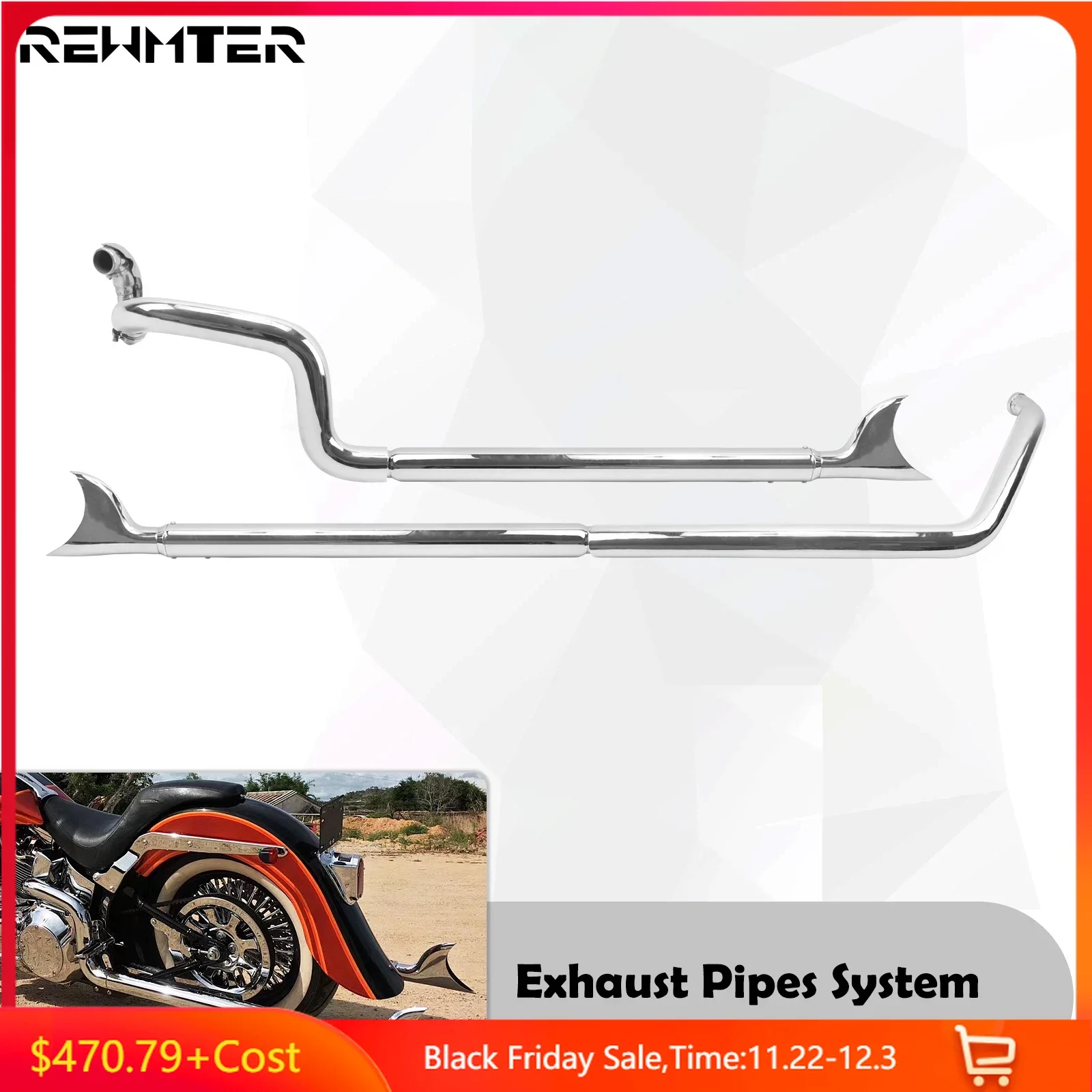 Motorcycle Chrome Dual Exhaust System For Harley Softail Fatboy FLSTF Deluxe 2007-2017 Breakout FXSB 13-2016 Slim Exhaust Pipe