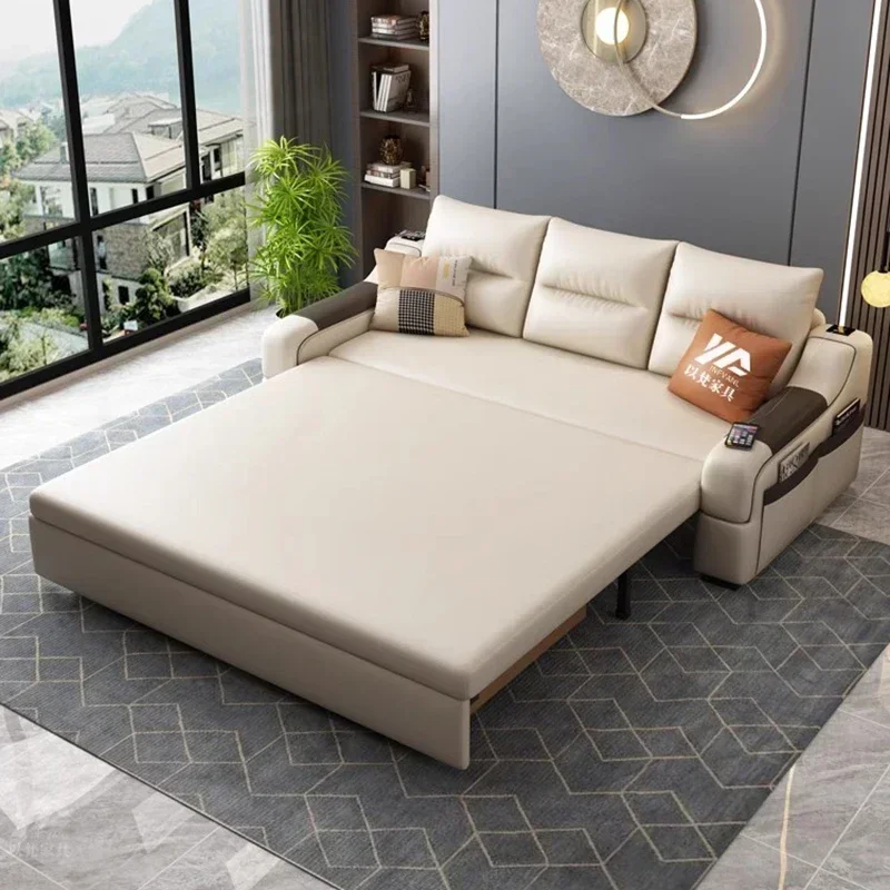 

Italian Modern Cream Style Smart Retractable Reclining Modular Sofa Bed - Living Room & Patio Home Furniture Divano Letto YXLS
