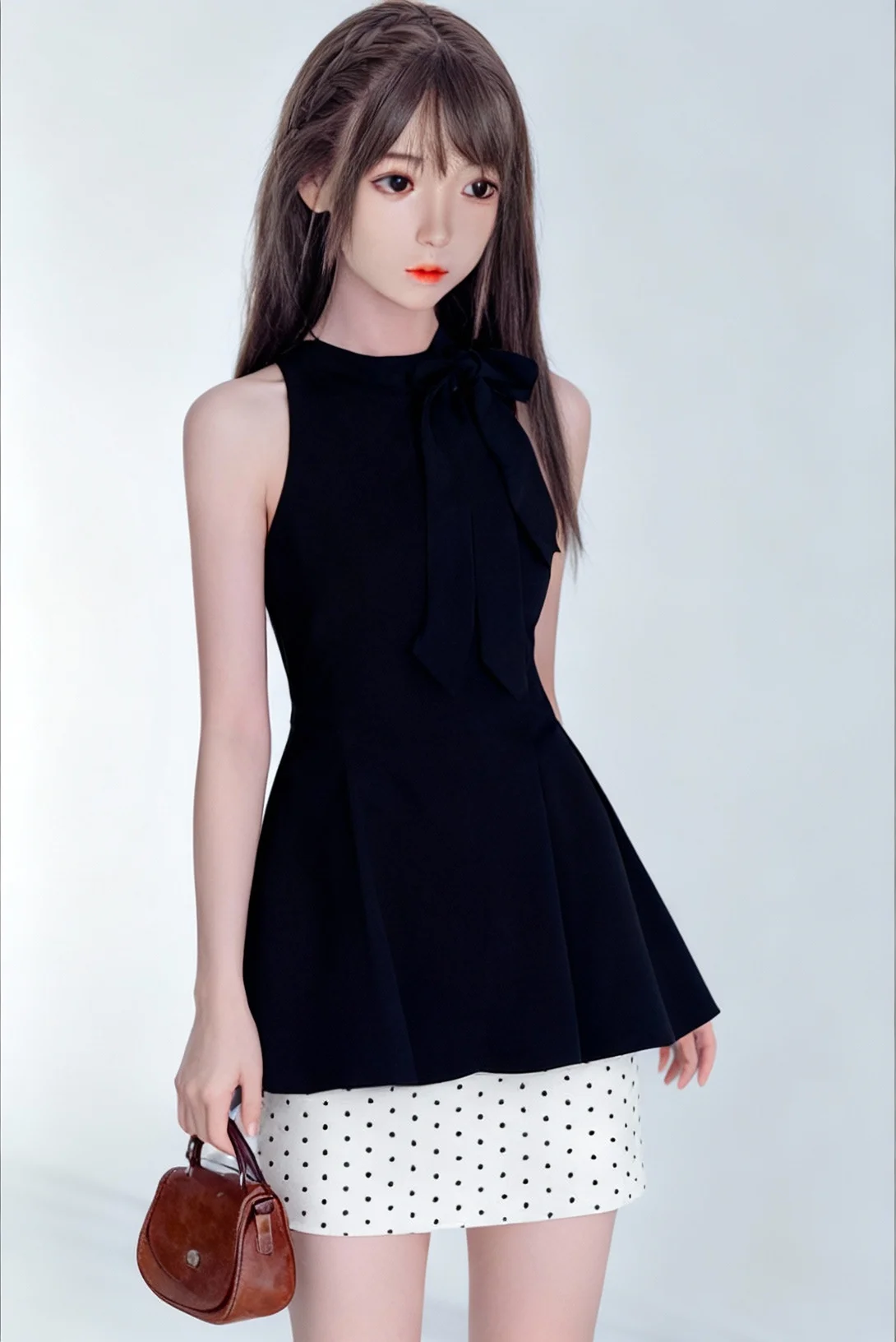 

Seamless Female Action Figure, flat-chested tpe with Wig & Outfit, Large Poseable Collector Statue with Steel Skeleton for