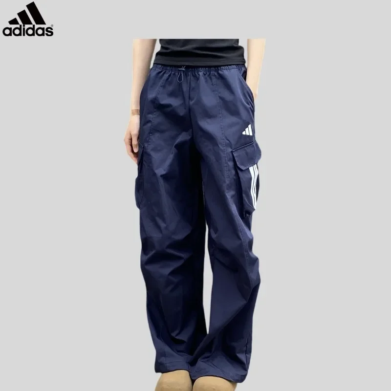 Adidas Soft Fleece Lined Elastic High Waist Straight Leg Hidden Back Pocket Holiday TrousersKW0686
