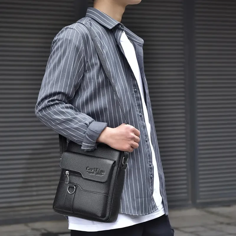 Everyday Versatile Vintage Leather Mens Crossbody Bag Trendy Secure Buckle Layout, Ideal for Shopping, Work and Weekend Trips image 5