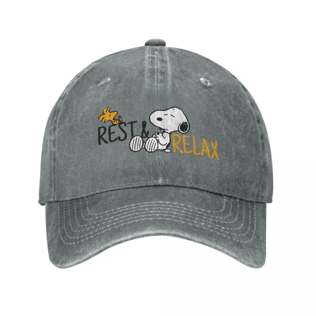 Snoopy Woodstock Lazy Days Merch Unisex Style Baseball Caps Comic Peanuts Distressed Washed Hats Cap Fashion Outdoor Sun Cap