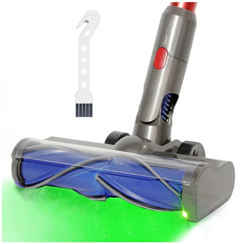 For Dyson V7 V8 V10 V11 V15 Vaccum Cleaner Direct Drive Cleaner Head With Green LED Headlights Turbine Brush Attachment