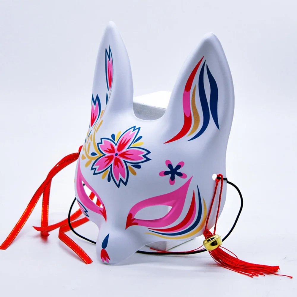 Half Face Masks Half Face Fox Masks Sakura Fox Mask Pvc Anime Mask For Halloween Party Cosplay Dress Up Props