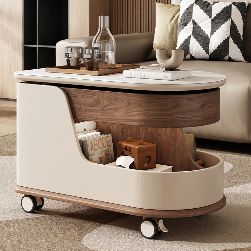 

Living Room Light Luxury Tea Table Multi-functional Simple Modern Living Room Movable Rotating Storage Side Table Coffee Table