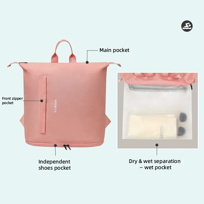 Sports Gym Backpack Waterproof Fitness Training Bags Travel Dry Wet Handbag With Shoes Pocket Adult Swim Beach Pack Yoga Daypack