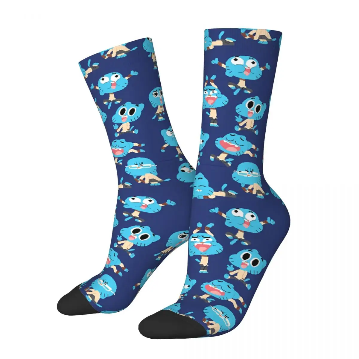 

Funny Crazy Sock for Men Cartoon Blue Vintage Pattern Printed Crew Sock