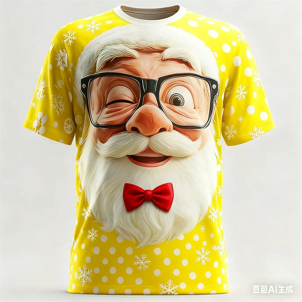 عيد الميلاد تي شيرت رجالي ثلاثية الأبعاد متعة سانتا كلوز طباعة الرجال المرأة الجولة الرقبة تي شيرت سريعة الجافة تي شيرت للرجل ملابس للرجال الطرف #6