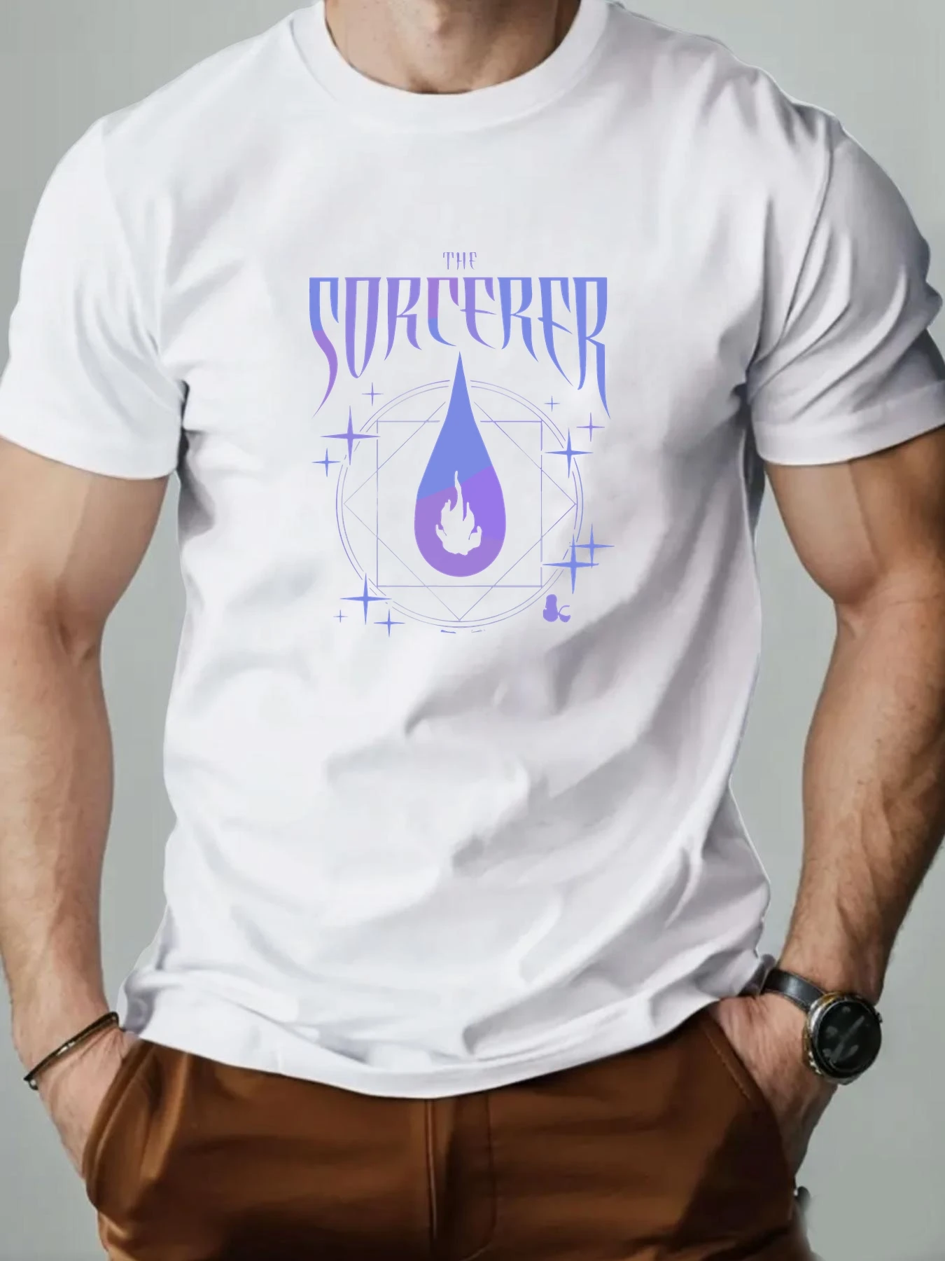 Men's Cotton T-Shirt, Magician Summer Round Neck Short Sleeve Graphic Breathable Fashion Casual T-Shirt