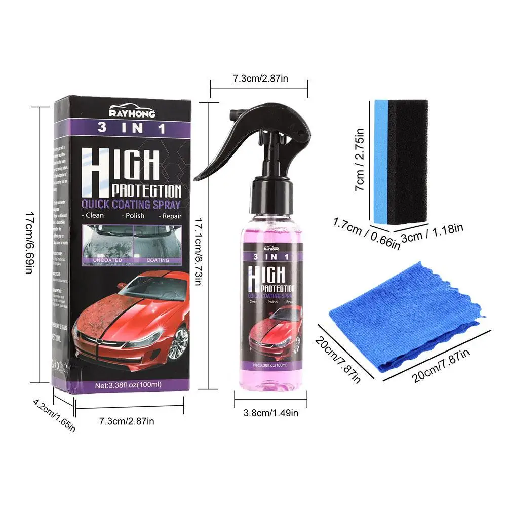 Espray de revestimiento cerámico para coche, 1-5 piezas, 3 en 1, Nano cerámica, cera de pulverización, removedor de pintura y arañazos, 100ml