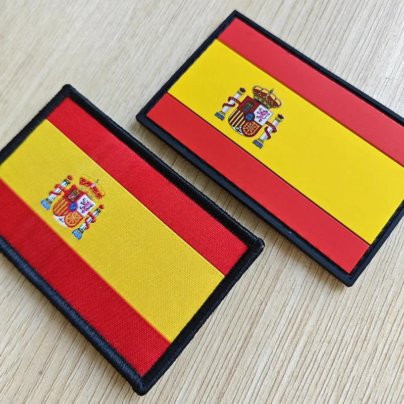 Quality Spain Flag Badge Hook Embroidered Military Cool Hat Patches Spanish Backpack Magic Sticker Cloth Shoulder Bag Applique