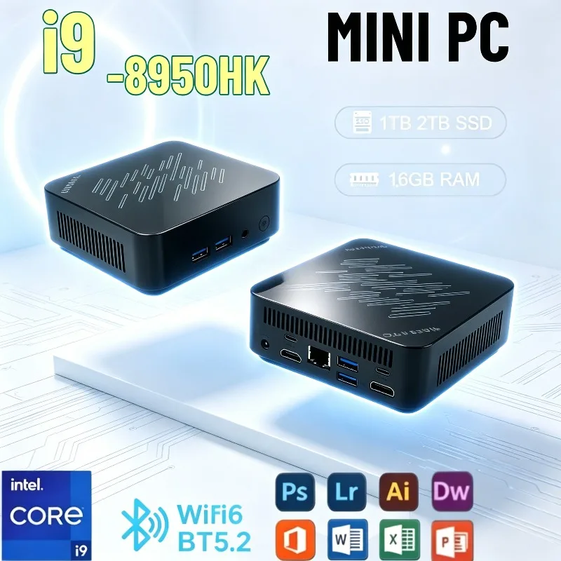 Intel Core i9-8950HK 16GB RAM 2TB SSD FHD Bluetooth WiFi6 Gaming Office 4K HDMI High Performance Gamer Mini PC Portable Computer