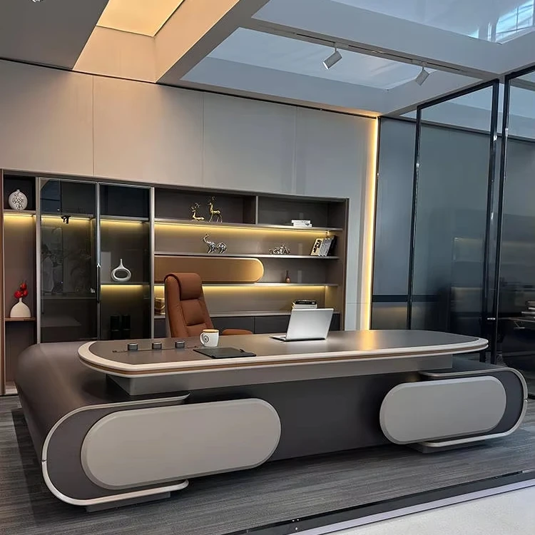 

director desk High-end luxury L-shaped manager CEO Boss office furniture E0 MDF solution desk office executive desk