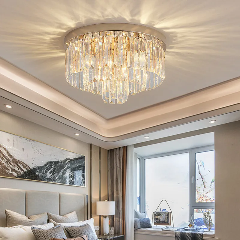 Modern minimalist crystal bedroom ceiling light Nordic light luxury study crystal light creative warm entrance lighting fixture