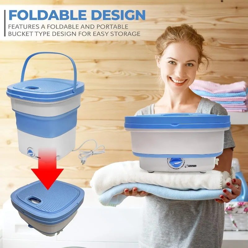 Portable Mini Washing Machine Lightweight Collapsible Bucket - Perfect for Camping, Travelling, Apartment, Dorm USA Brand