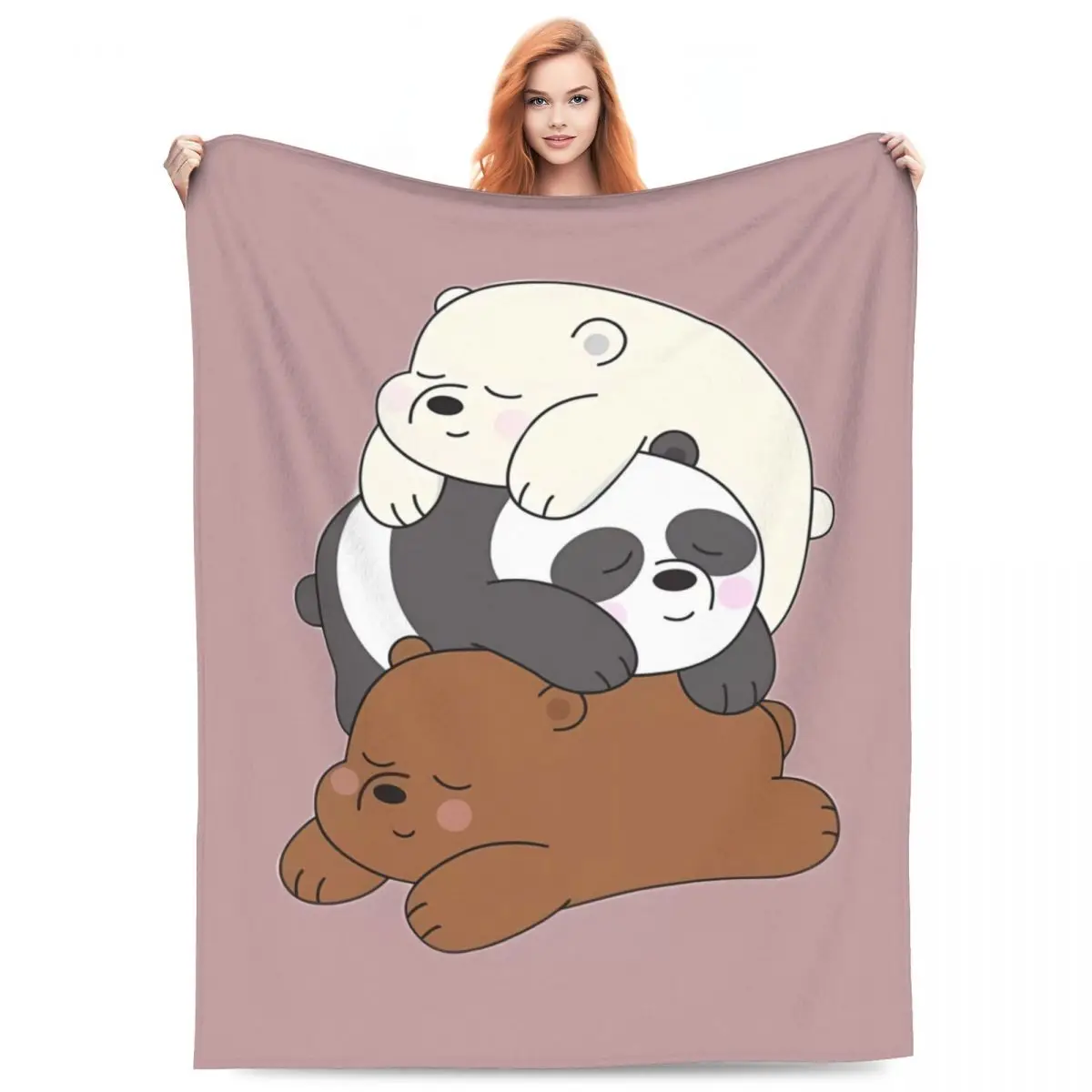 We Bare Bears Kawaii Sleep Blanket Quality Warm Bedding Throws Winter Camping Home Decor Graphic Bedspread