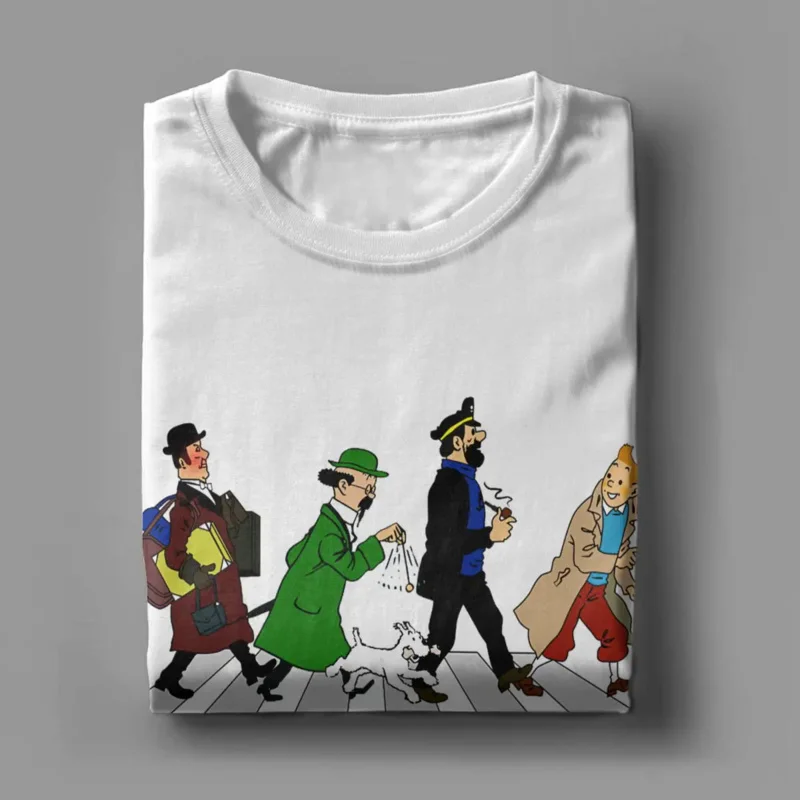 Captain Haddock T-Shirts Men Cartoon Cool 100% Cotton Tees Round Collar Short Sleeve T Shirts 6XL Clothing