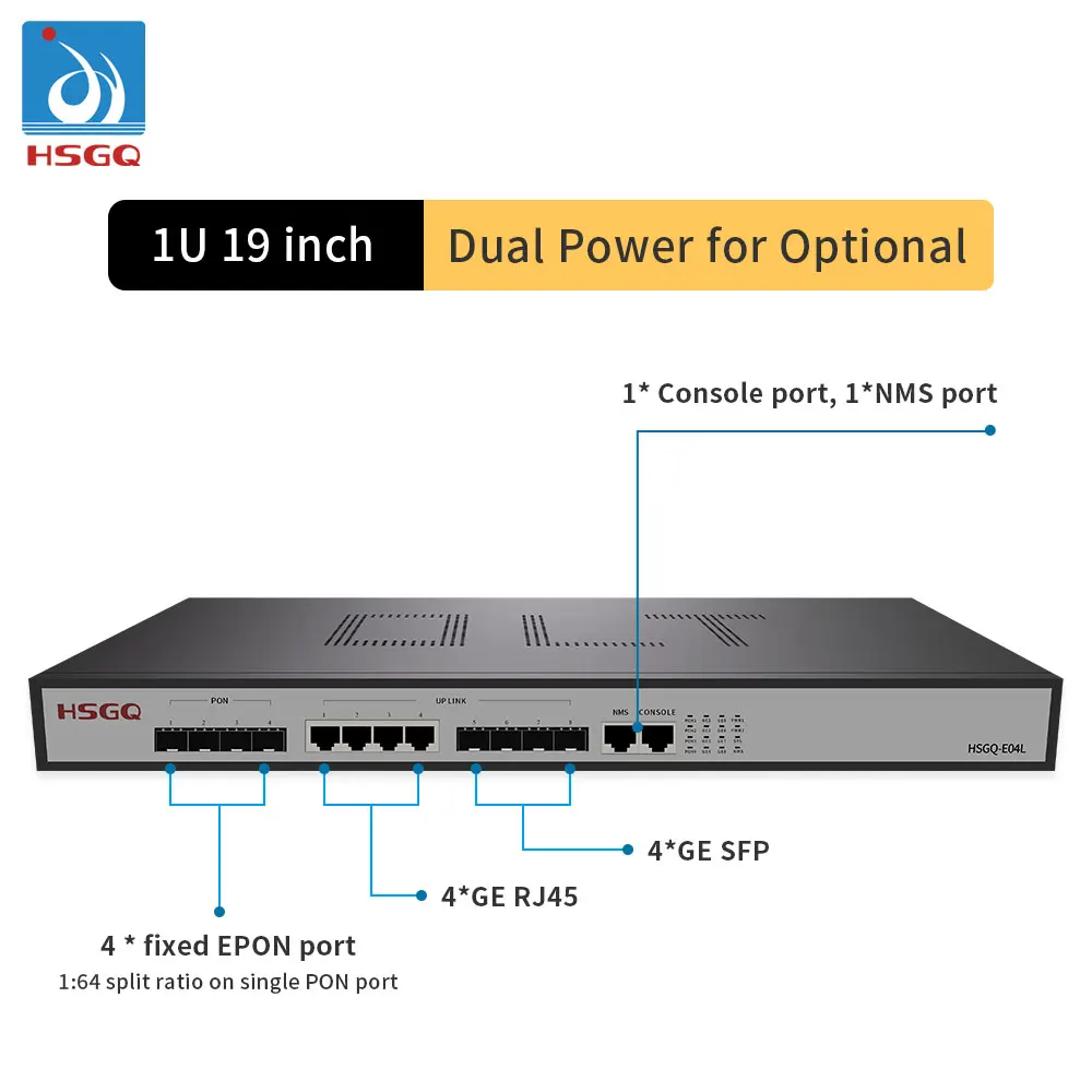 HSGQ- E04L KIT Mini OLT Epon 4 port olt 1.25G hsgq HUAWEII SFP Modules PX20++ Xpon Epon Gpon olt