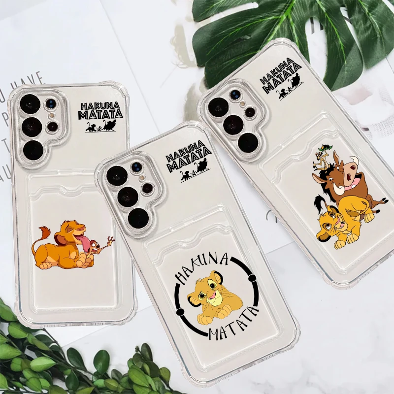 The Lion King Disney Cartoon For Samsung S24 S23 S22 S21 S20 Ultra FE Plus A55 A53 5G Photo Card Bag Transparent Funda