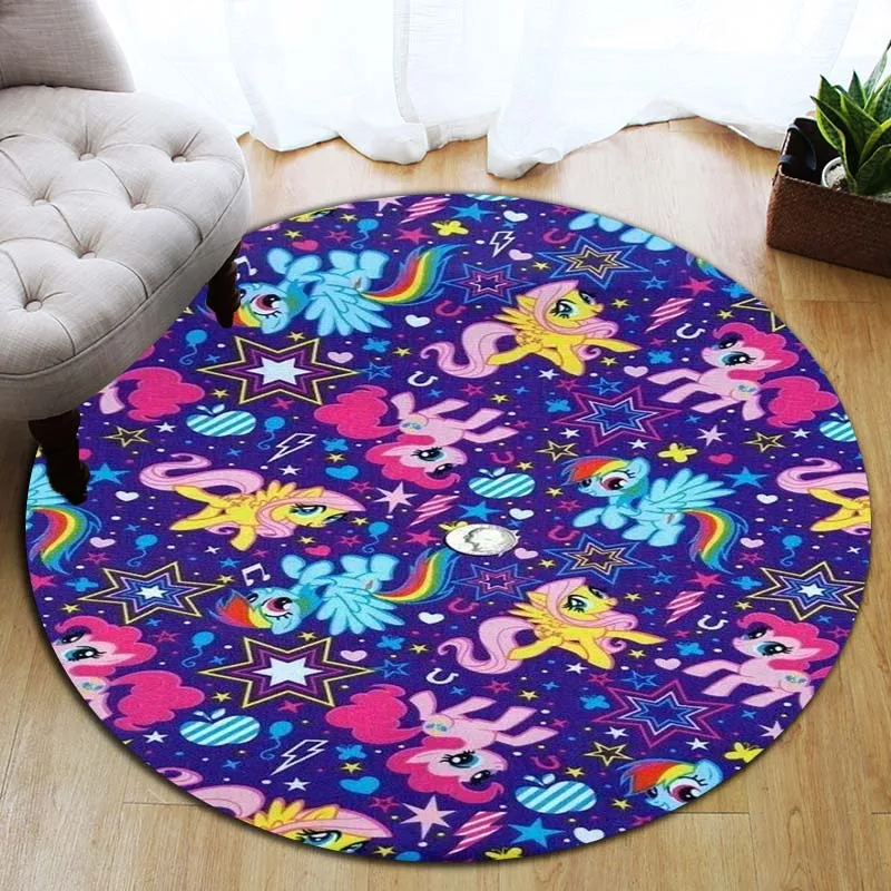 

Cartoon Cute Fun Print My Little Pony Children's Room Carpet Round Floor Mat Living Room Bedroom Sofa Carpet Exquisite Gift