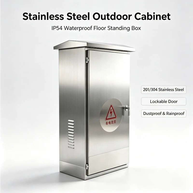 Outdoor IP54 Stainless Steel Floor Distribution Cabinet Rainproof Electrical Power Control Box Custom Cabinet