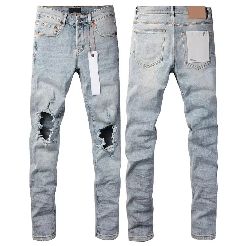 2024ss Jeans da strada da uomo marchi vintage di alta qualità riparazione pantaloni skinny in denim a bassa elevazione