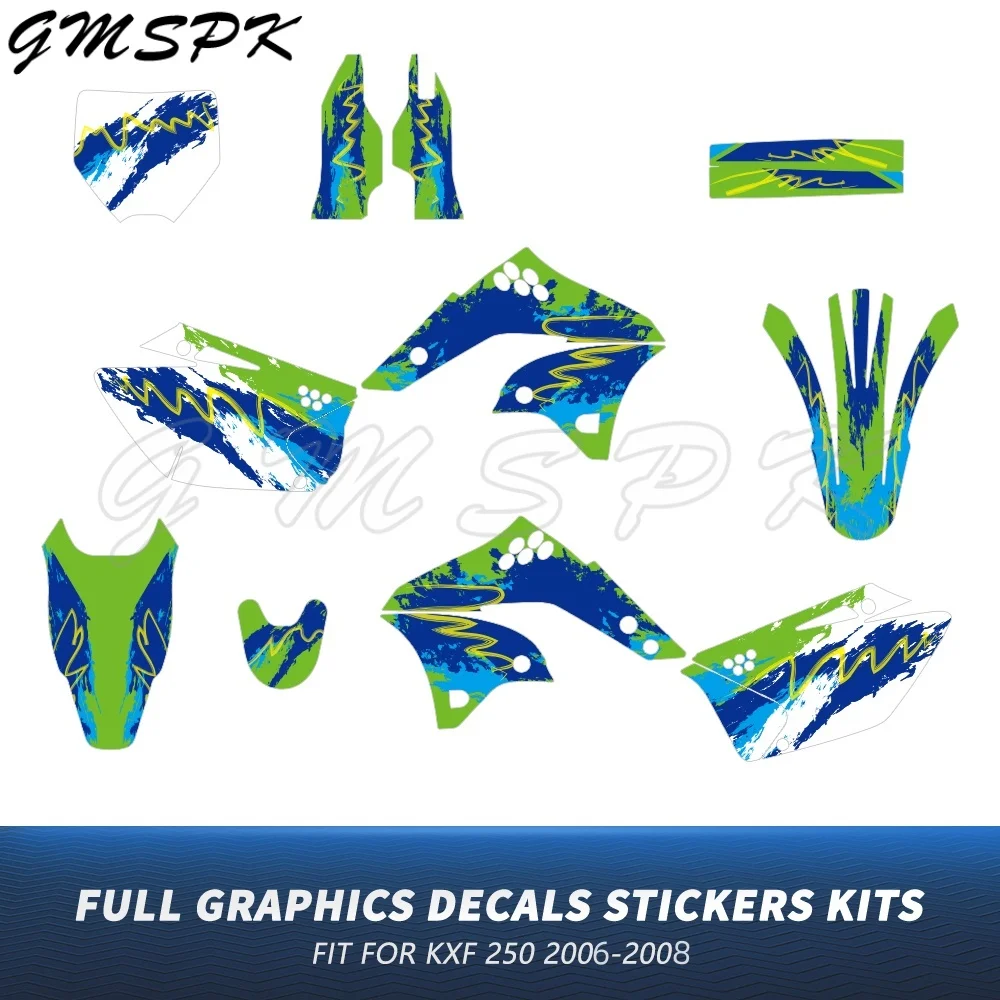 Fit for Kawasaki KX250F KX 250F KXF250 KXF 250 2006 2007 2008 Motorcycle GRAPHICS & BACKGROUND DECALS Stickers Kit Custom Number