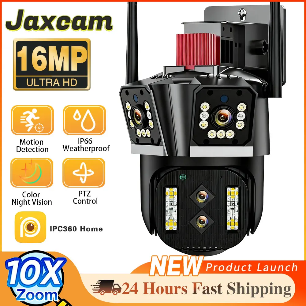 

Высококачественная 16-мегапиксельная IP-камера видеонаблюдения с 4 объективами, 3 экранами, беспроводным Wi-Fi, PTZ, 4K, 10-кратным зумом, для наружного использования, Wi-Fi камера безопасности