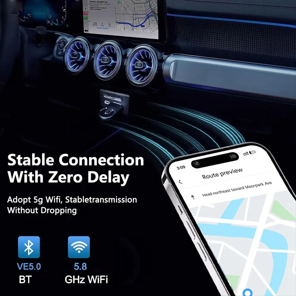 ☶❈＊♥AC1324-2 In1 Wireless CarPlay Adapter For Android Auto Adapter Bluetooth WiFi Fast Connection for Wired CarPlay Android Auto