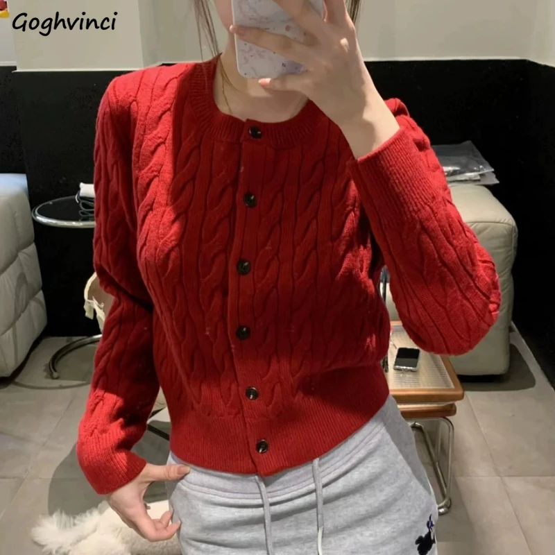 

Cardigan Women Korean Fashion Knitted Twist Casual Autumn Winter Single Breasted Outwear All-match Daily Trendy Ulzzang Chic