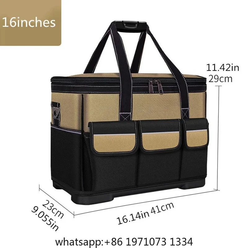 One-Piece Electrician's Tool Bag, Square Pocket Canvas Repair Tool Box, Large Capacity Tool Bag, with Adjustable Shoulder Strap view 6