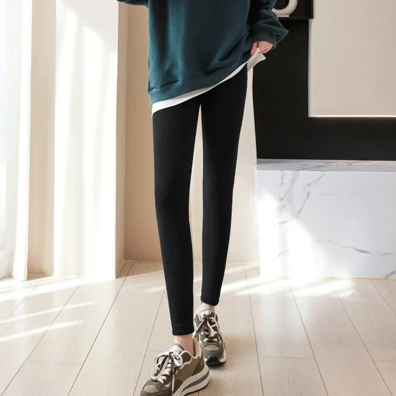 Thicken Plush Thermal Leggings 2026 Winter Women Casual High Waist Tight Stretch Leggings Woman Solid Slimming Warm Cotton Pants