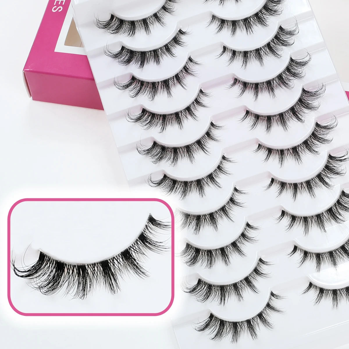 Cílios fofos de haste transparente natural Xuanfeiwu para cílios esparsos, fáceis de aplicar para uso diário, ondulação de maquiagem, cílios postiços tridimensionais, cílios de desempenho fofos