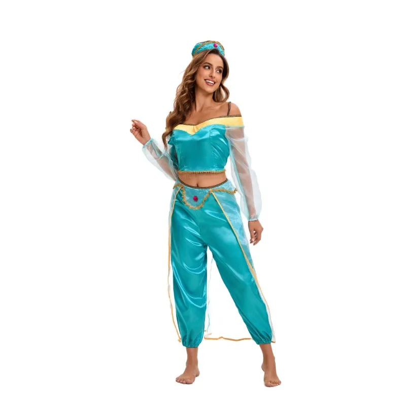 Disney Jasmine Princess Dress Aladdin Magic Lantern Halloween Cospaly Odzież dla dorosłych Anime Princess Dress Prezenty urodzinowe dla kobiet