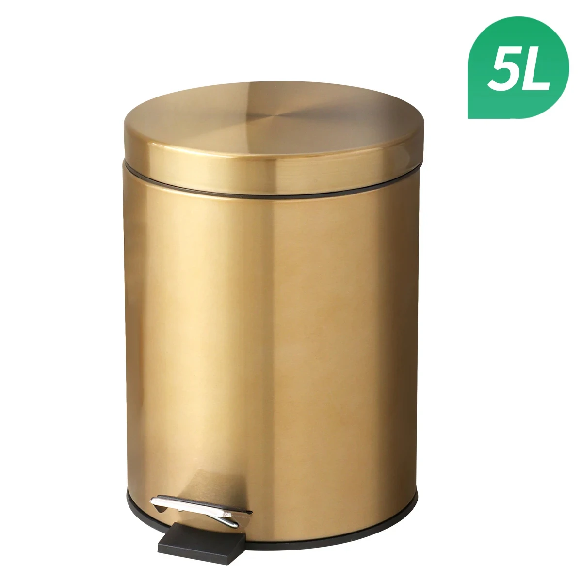 Metal 5L Flip Gold Trash Can Waterproof Garbage Foot Pedal Silent Trash Can Suit for Hotel Bathroom Dust Bin Kitchen Household