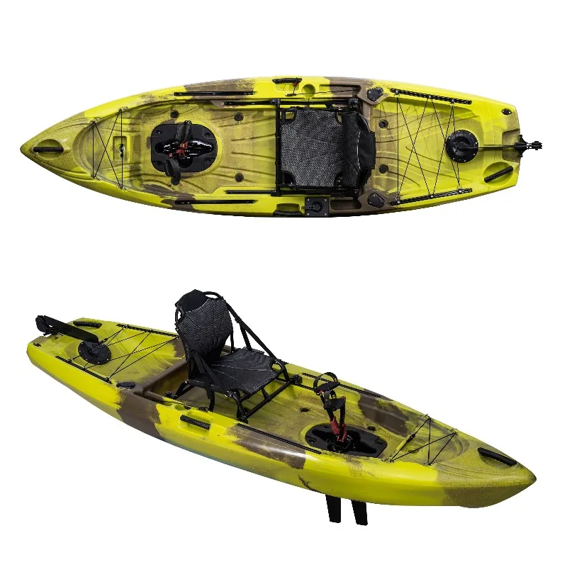 10ft Pedal Drive Fishing Kayak Single Seat HDPE Kayak With Rudder System For River Fishing Touring & Outdoor Adventure