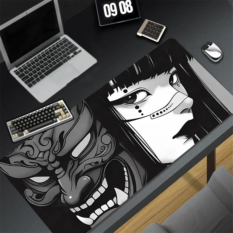 

Mouse Pad PC Black And White Manga Keyboard Rug XL Devil Oni Mask Anime Sexy Girls Mousepad Laptop Kawaii Gamer Cabinet Desk Mat