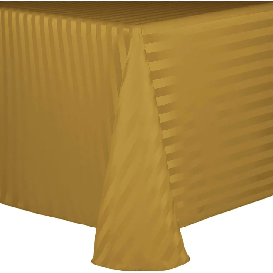 

Satin-Stripe 108 x 132-Inch Oval Tablecloth Gold