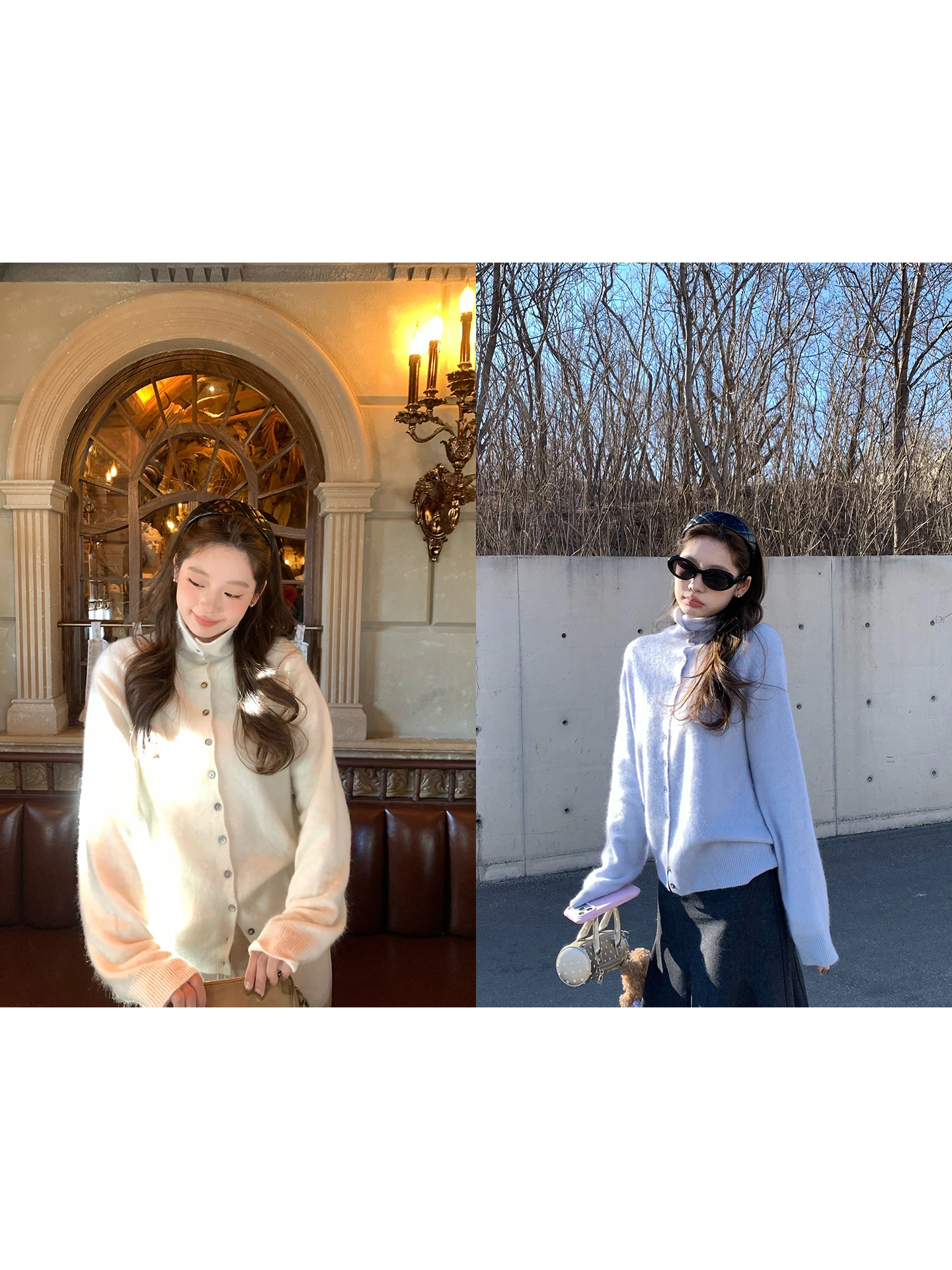 

Женский вязаный свитер Imxiang из мягкой шерсти с высоким воротником, теплый кардиган с длинными рукавами для повседневной носки, зимняя мода