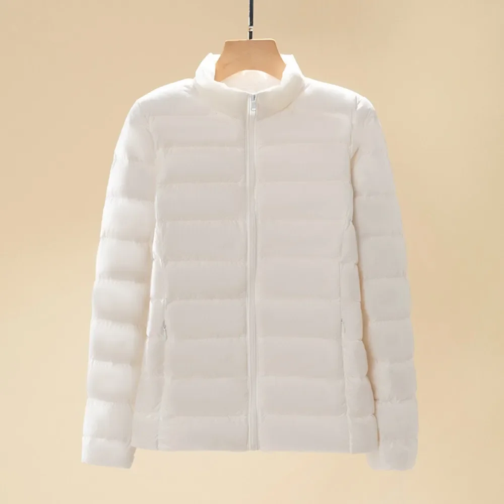 Doudoune Ultra Légère en Duvet de Canard Blanc pour Femme, Manteau Chaud, Coupe-Vent, Col Montant, Décontracté, Automne, Hiver, 2024, 90%