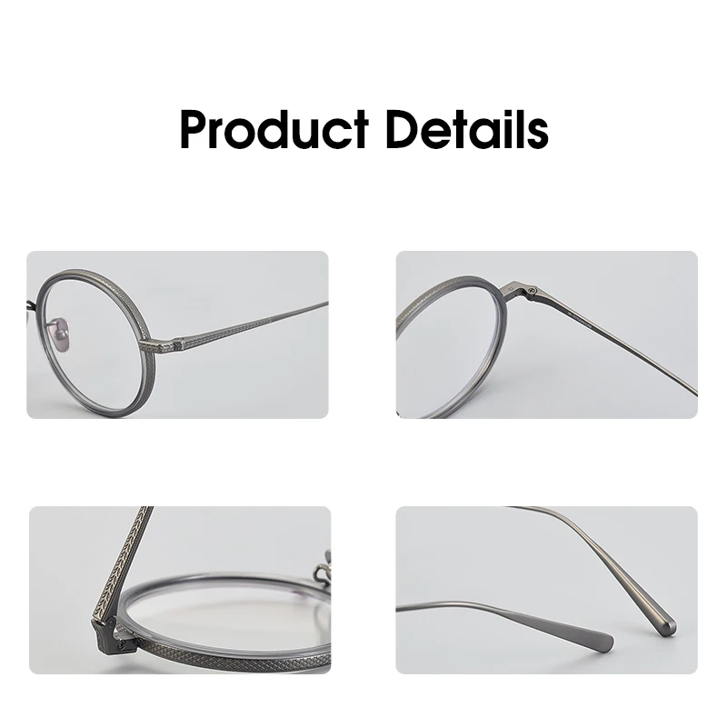 نظارات طبية مستديرة عالية من اليابان نظارات منحوتة من سبائك التيتانيوم لقصر النظر والقراءة وإطار نظارات متعدد البؤر