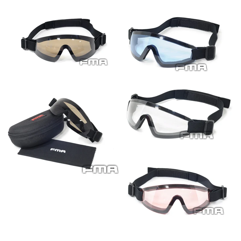 FMA – lentille de protection Anti-buée pour chasse tactique, lunettes confortables à profil bas, sangle de tête réglable à dégagement rapide