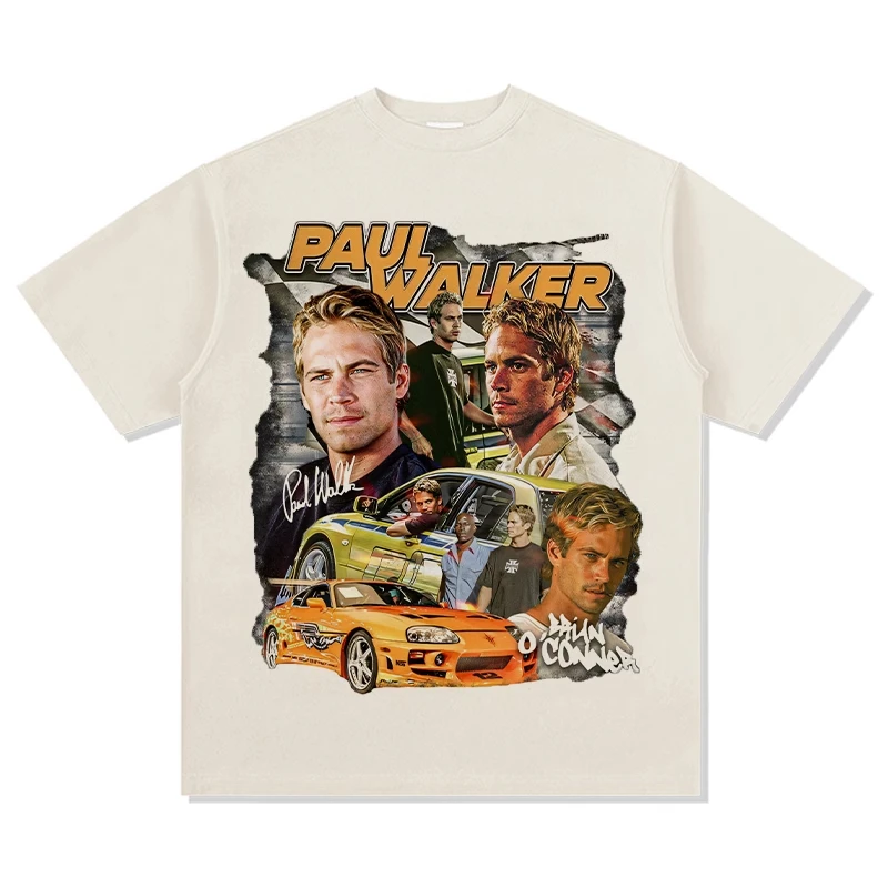 Fast Furious T Shirt Paul Walker Print T Shirts Fashion Vintage Trend Tops Pure Cotton Adult Child Clothing Streetwear Loose Tee