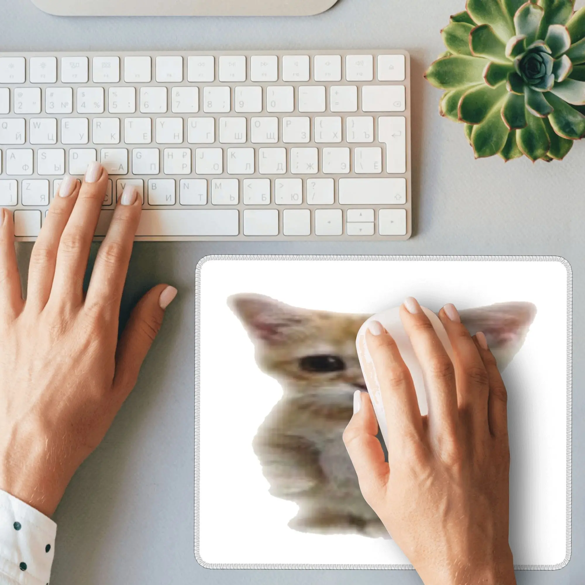 El Gato Alas Mouse Meme Kucing Berdiri Alas Mouse Keyboard Komputer Alas Meja Laptop PC Gaming Alas Meja Aksesori Kantor