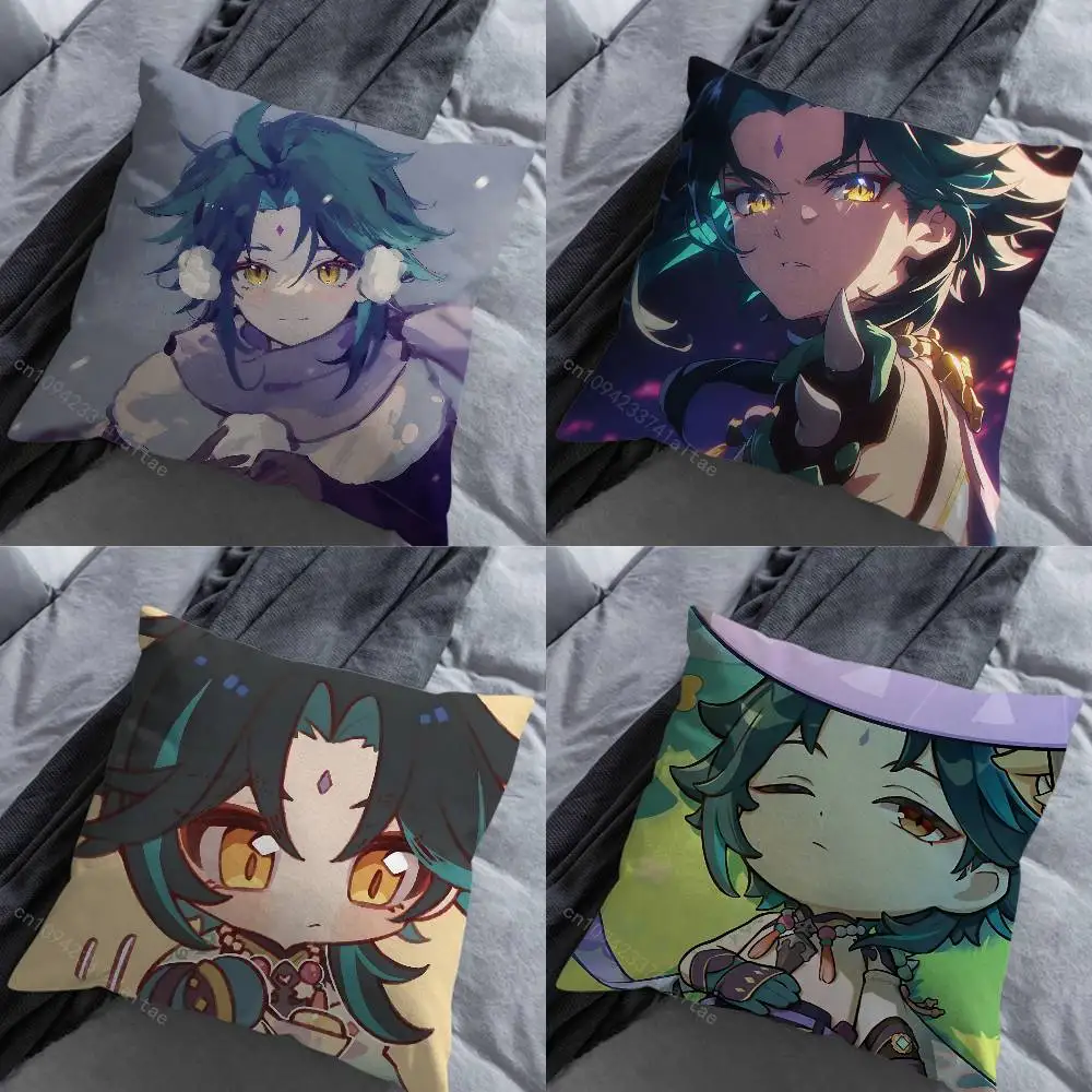 

Cute X-Xiao Genshin Impact Pillowcase for Sofa Room Office Decor Printing Merchandise All-Match Cushion Cover