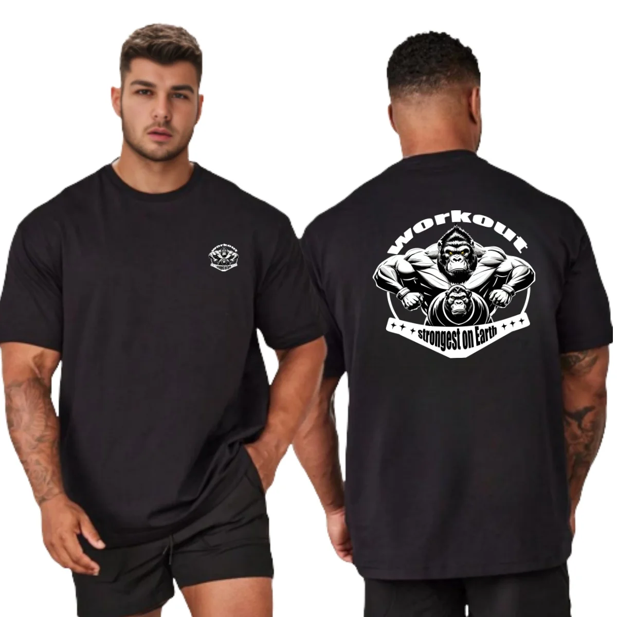 Men Gym T Shirt Short Sleeve Fitness Running 100% Cotton T-Shirt Training Sportswear Bodybuilding T-Shirt