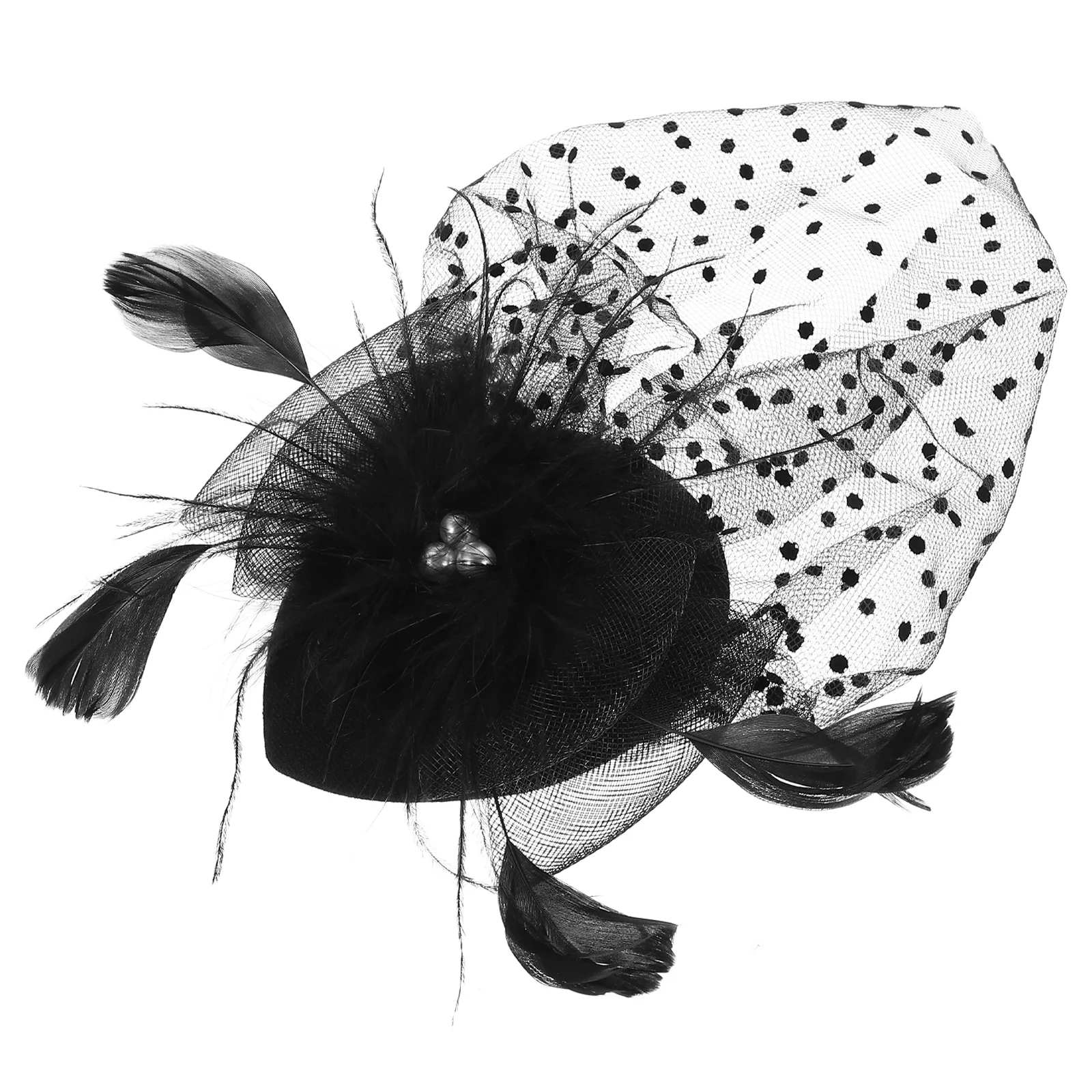 

Black Mesh Hair Accessories Women Fascinators Hat Pearl Vintage Bridal Bride Headpiece Wedding Tea Party Headdress Plume Comfort