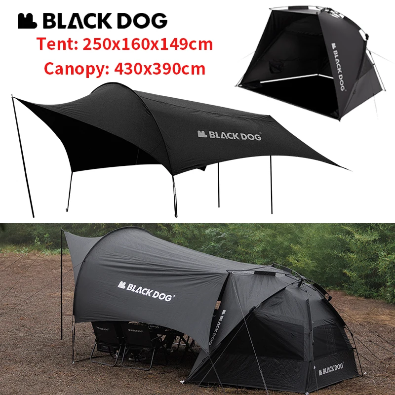 Naturehike BLACKDOG 自動テント特大拡張キャノピーブラック