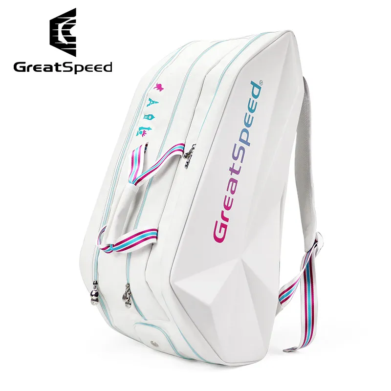 GreatSpeed Hard-shell Tennis Racquet Bag 6Pack 9Pack Large Capacity Squash Tennis Racket Backpack Shoe Compartment Tennis Bags