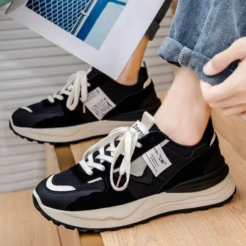 

Fashionable Men's Shoes Casual Work Sports Running Black Heightening Anti-slip Dad Trendy Shoes Breathable Comfortable Mesh U...